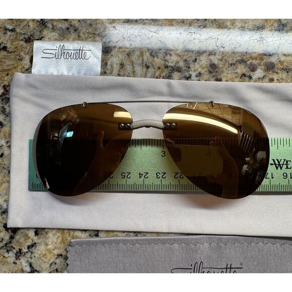 SILHOUETTE brown clip on lenses polarized Aviator titanium - Picture 6 of 8